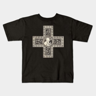 Antique Illustration Cross with Saint Benedict Kids T-Shirt